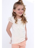 Tricou cu maneci din dantela, crem, NDZ8147 - Magazin online - Boutique